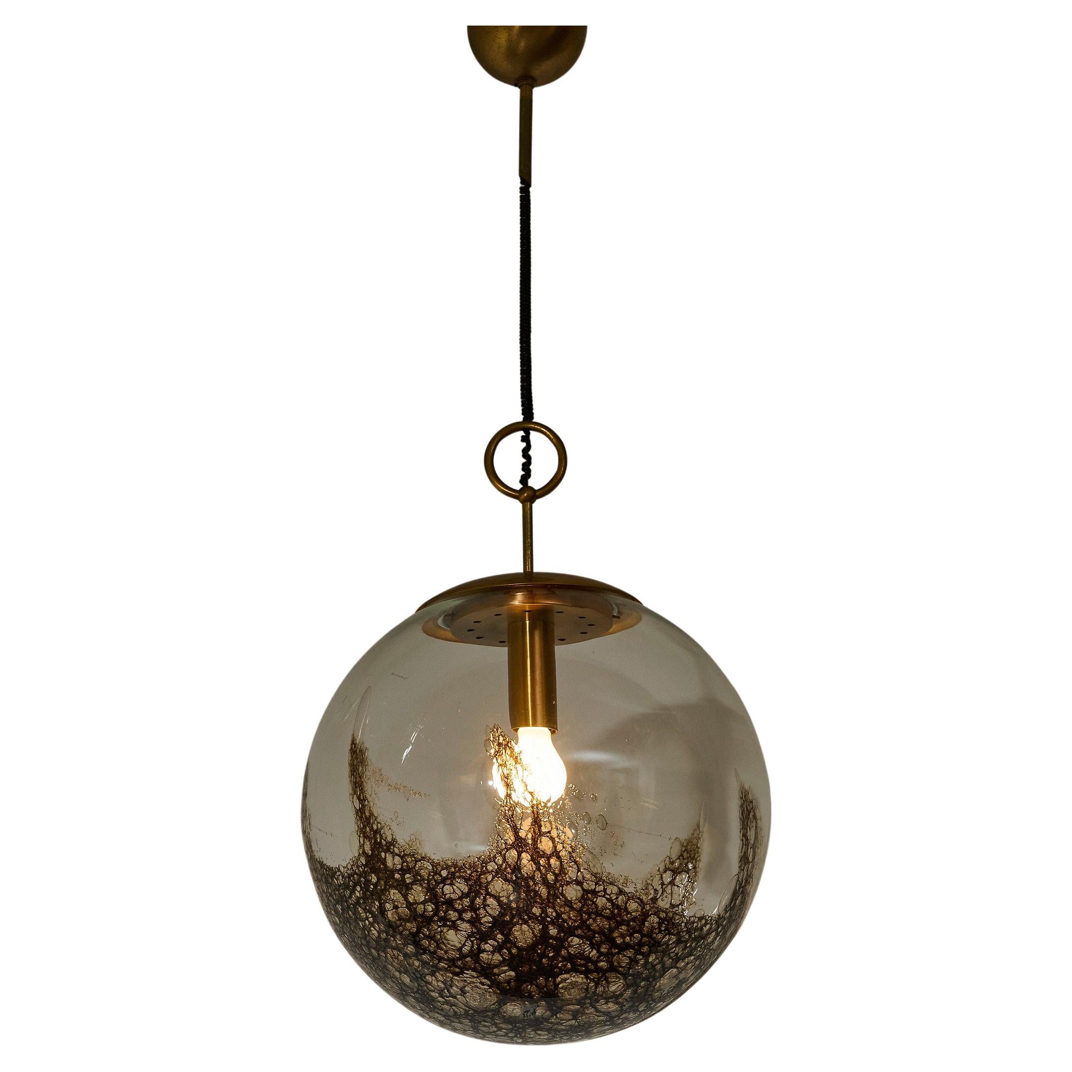 La Murrina Mid-Century Modern Pendant Light in Brass & Glass For Sale