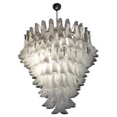 La Murrina Mid-Century Modern White Murano Glass Selle Chandelier, 1988s