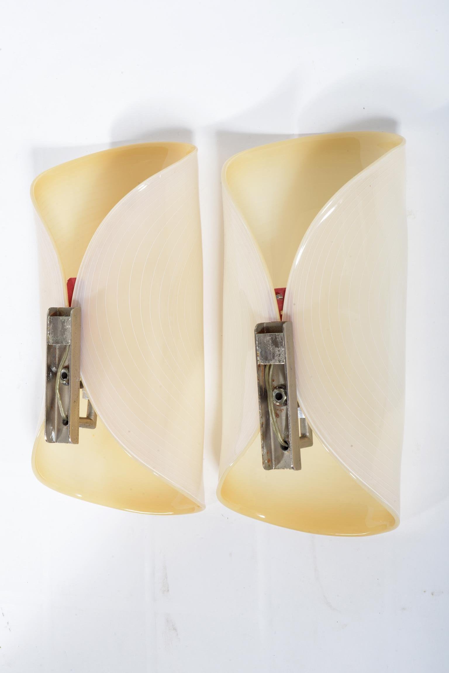 Late 20th Century La Murrina Midcentury Pair of Murano Glass Wall Lights Sconces