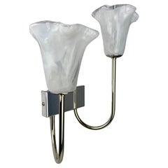 La Murrina Murano. Pair of 1990s two-light art glass and chrome wall lamps.