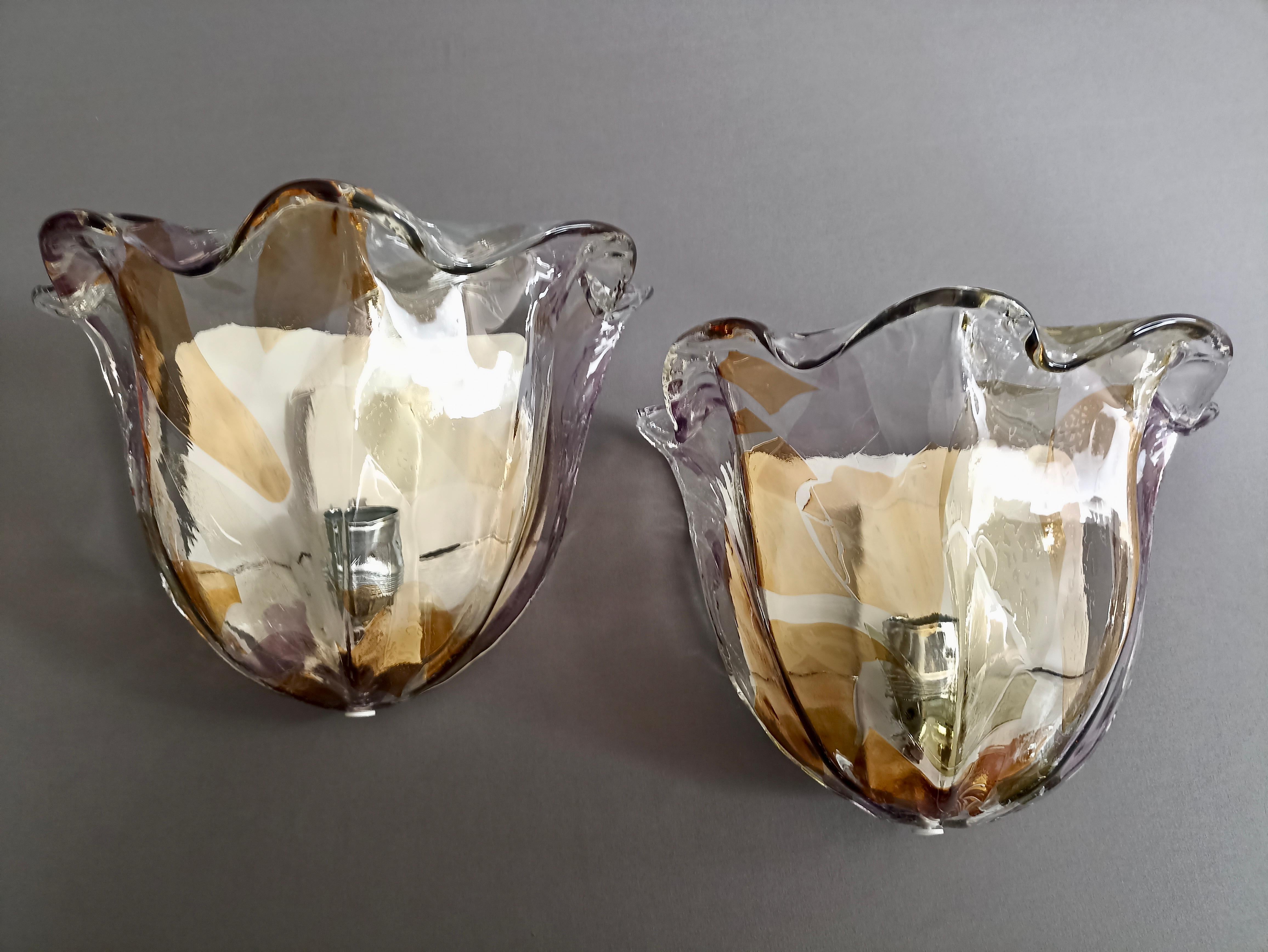 La Murrina Murano set of two extra large sconces in glass and metal. Italy, 80s. 3