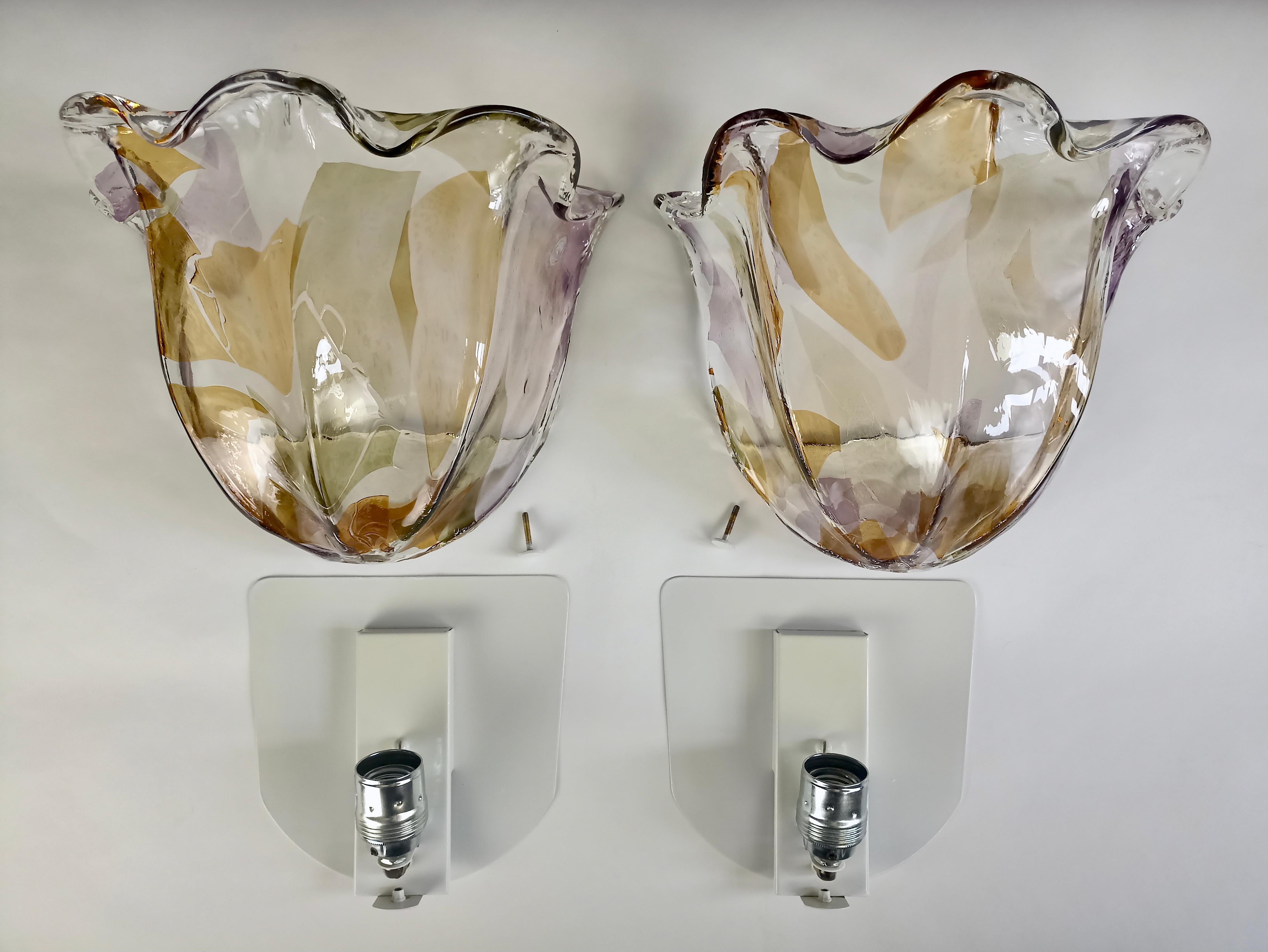La Murrina Murano set of two extra large sconces in glass and metal. Italy, 80s. 6