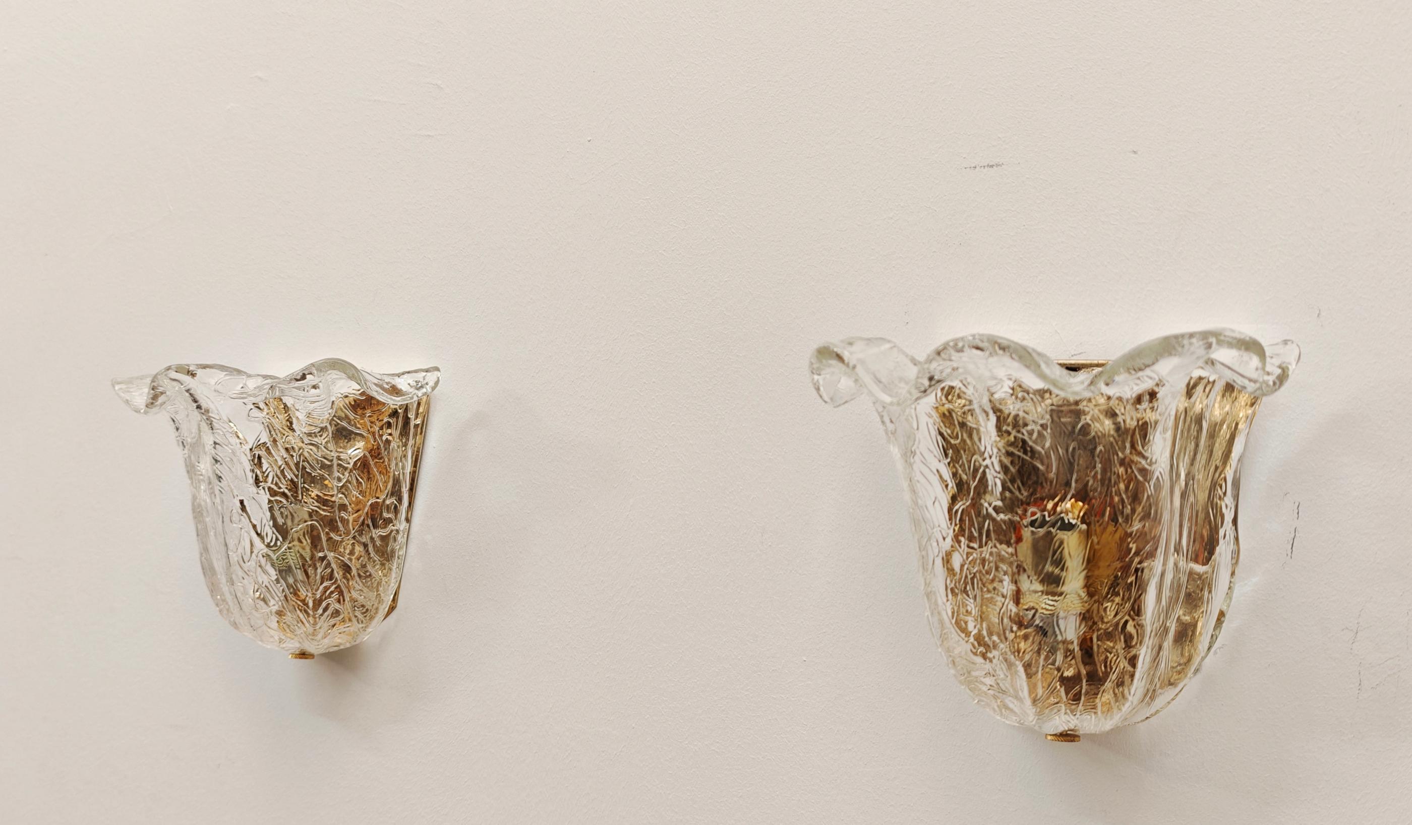 La Murrina Pareja de Apliques de Cristal de Murano Diseño Italia Años 70 Moderno de mediados de siglo en venta 5