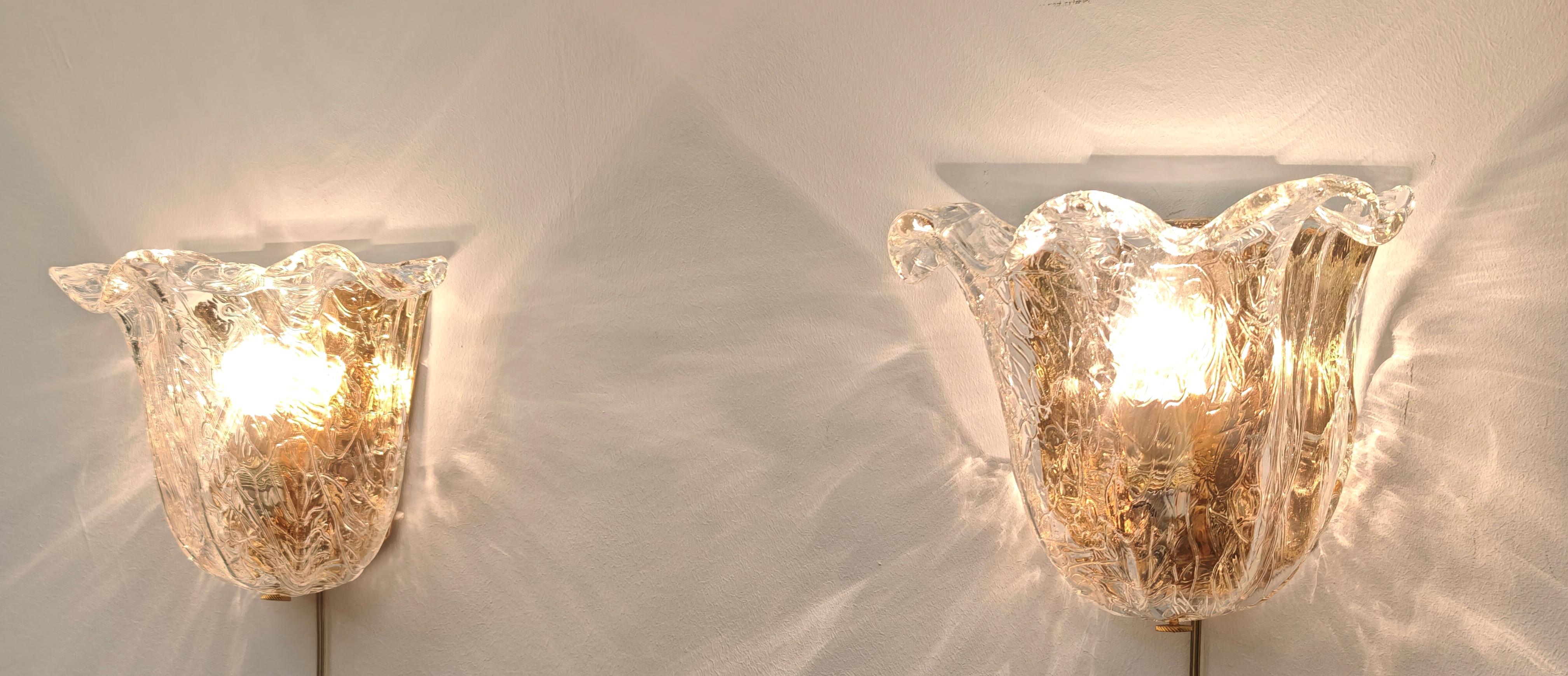 La Murrina Pareja de Apliques de Cristal de Murano Diseño Italia Años 70 Moderno de mediados de siglo finales del siglo XX en venta