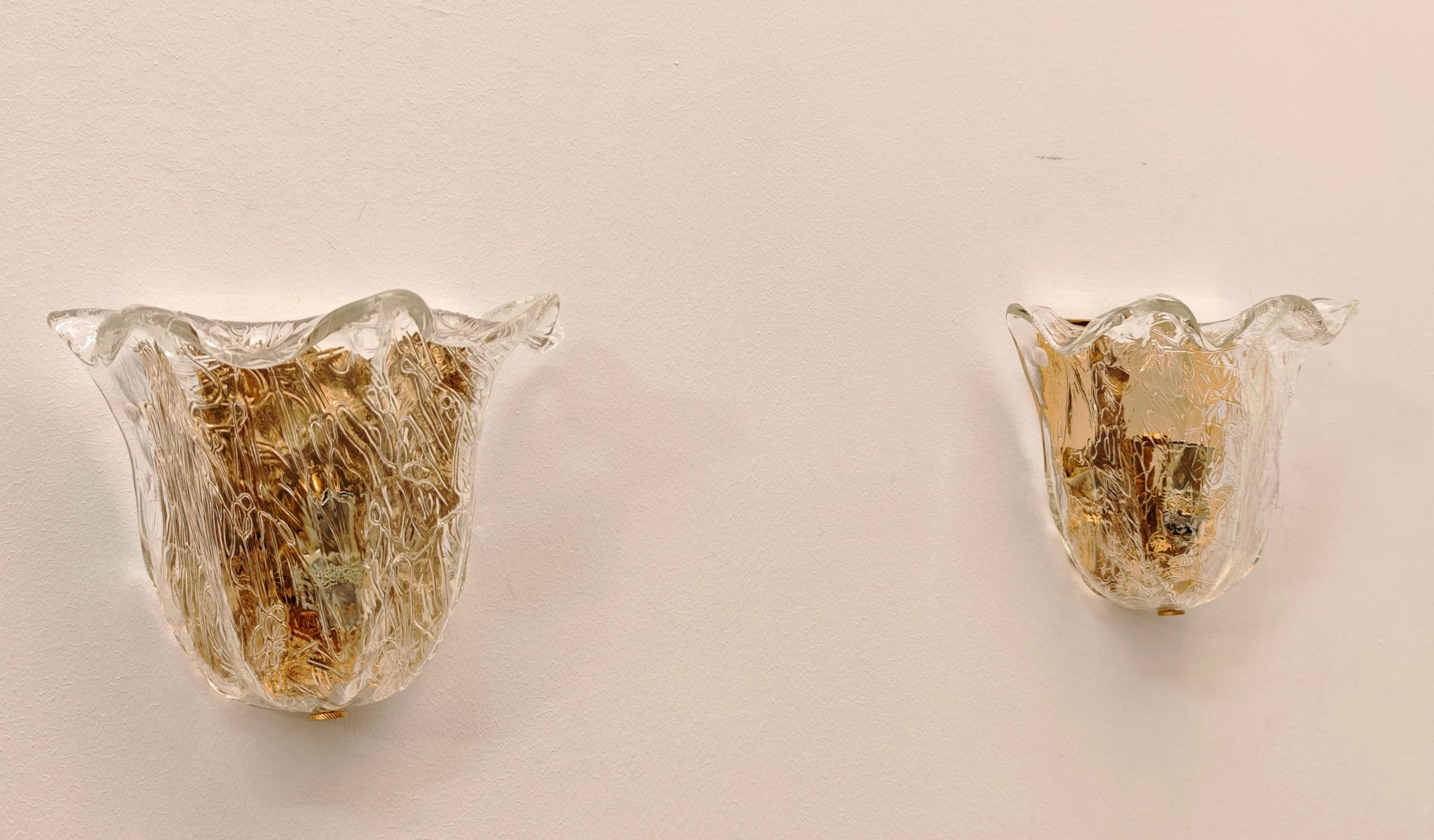 La Murrina Pareja de Apliques de Cristal de Murano Diseño Italia Años 70 Moderno de mediados de siglo en venta 1