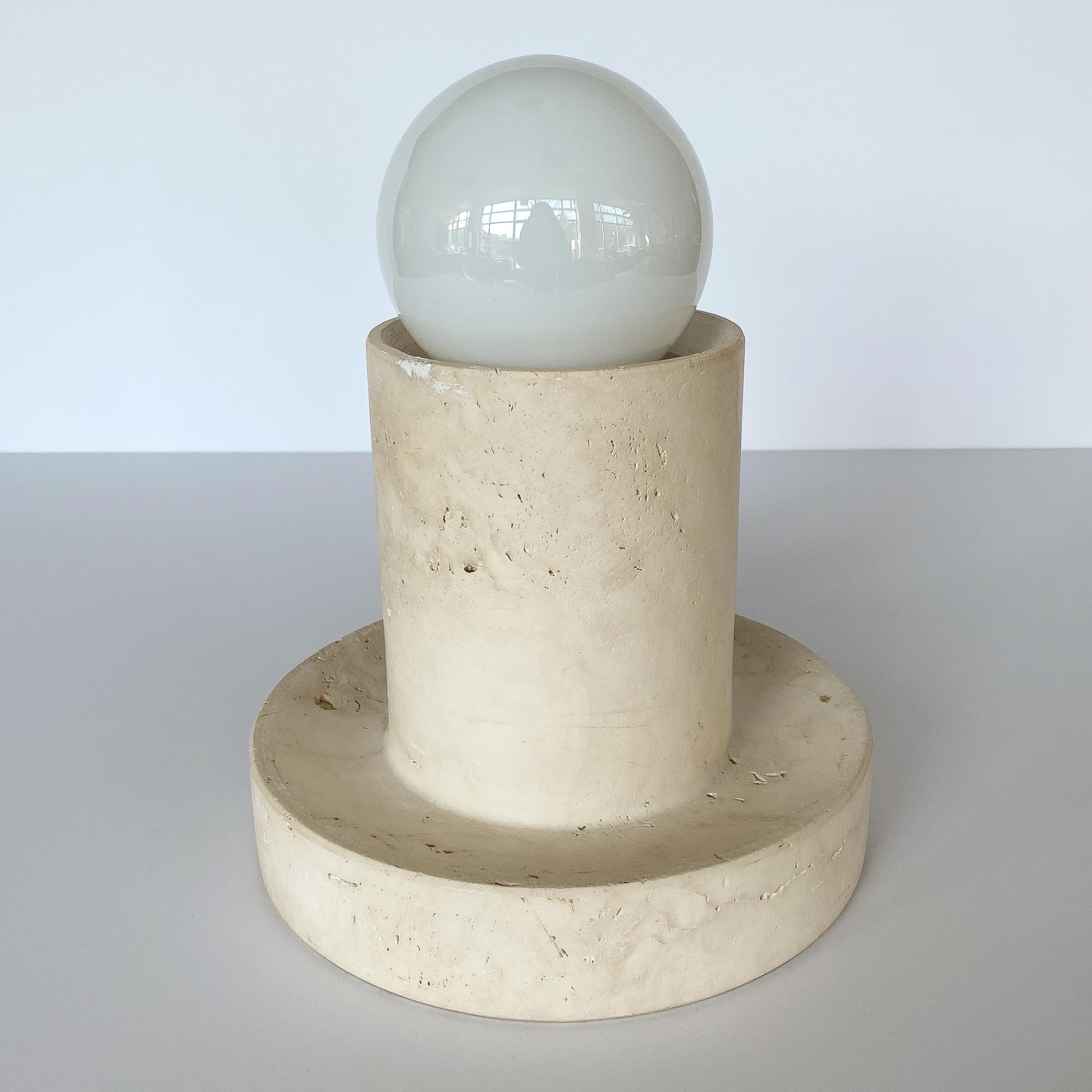 La Murrina Pale Yellow Globe and Travertine Table / Floor Lamp 2