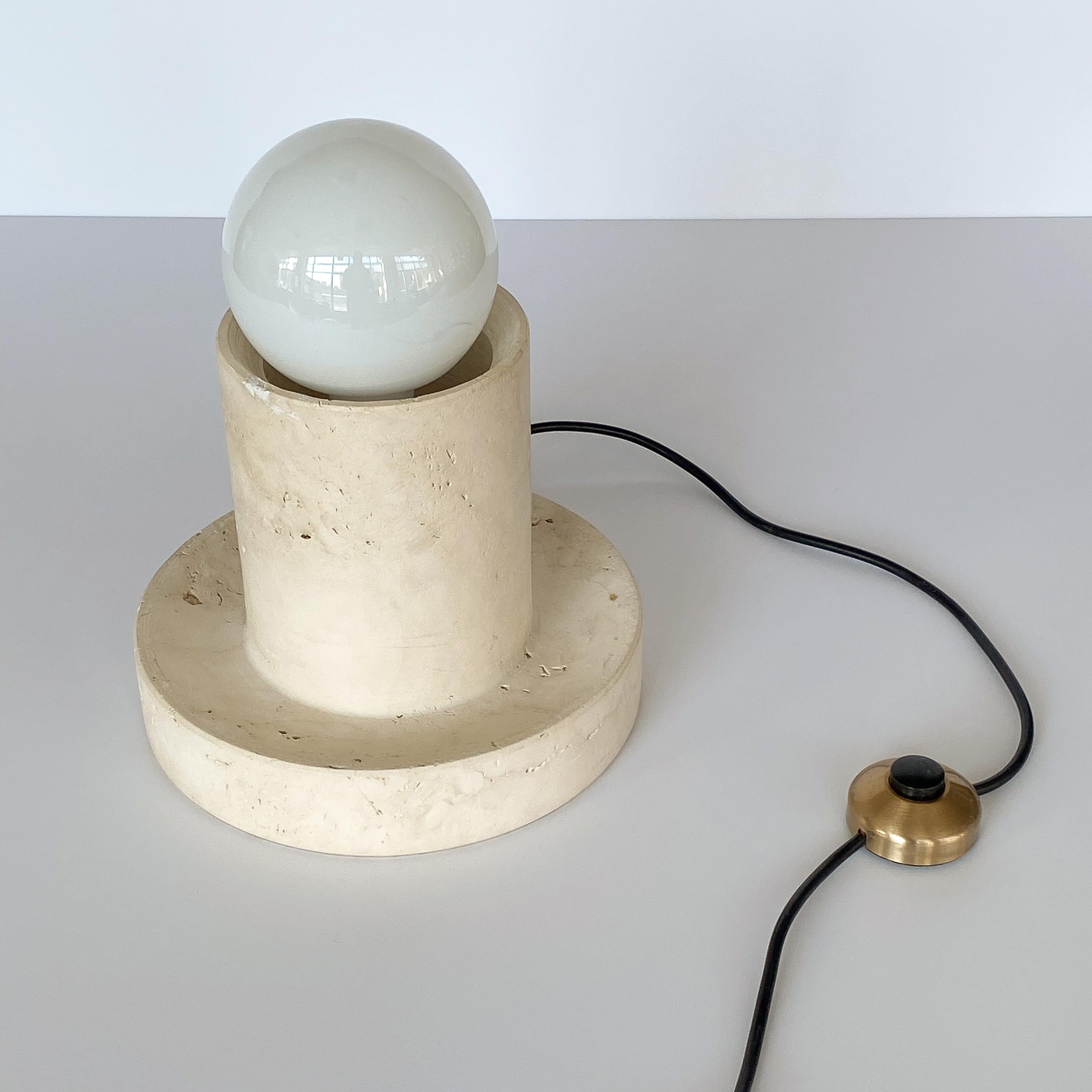 La Murrina Pale Yellow Globe and Travertine Table / Floor Lamp 3