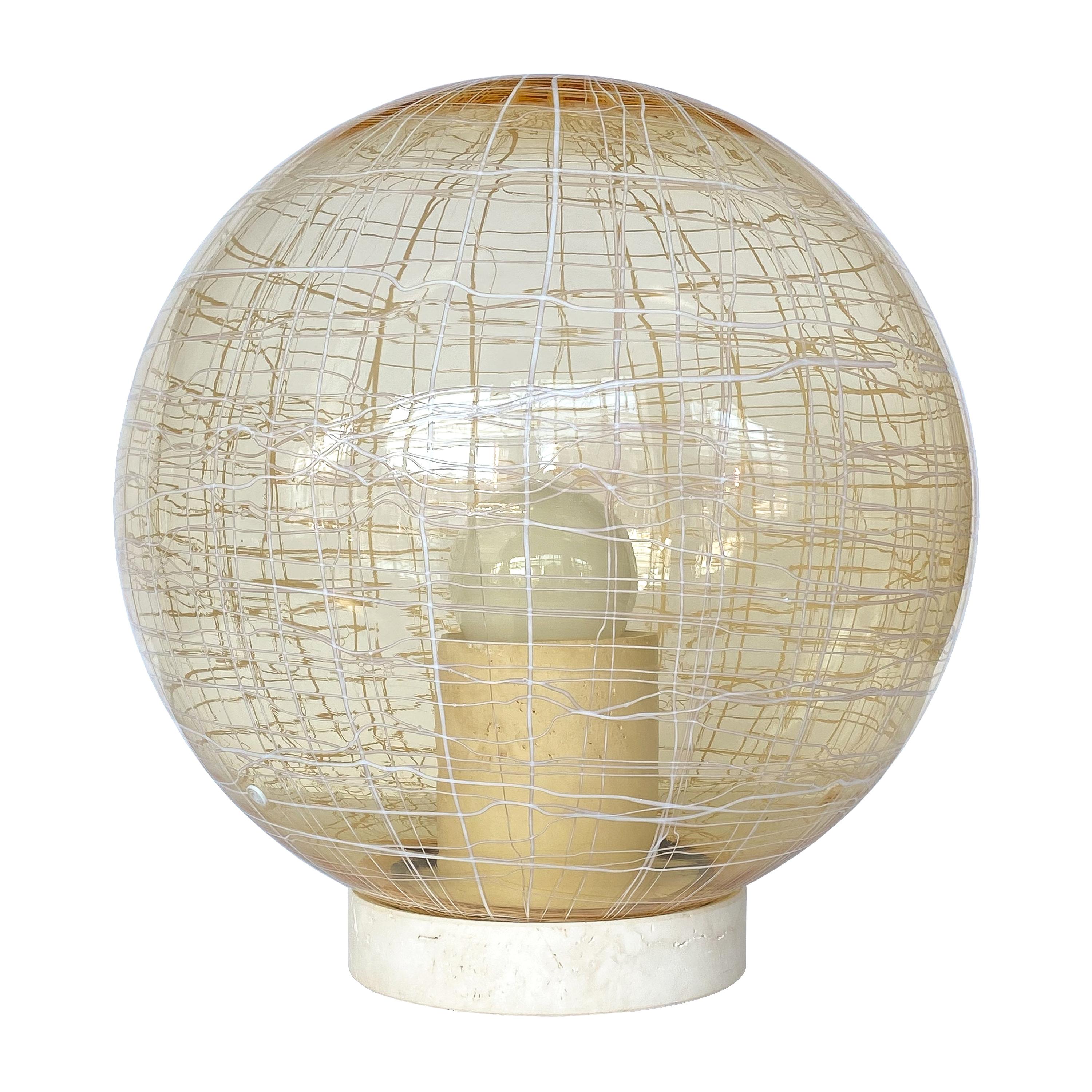 La Murrina Pale Yellow Globe and Travertine Table / Floor Lamp