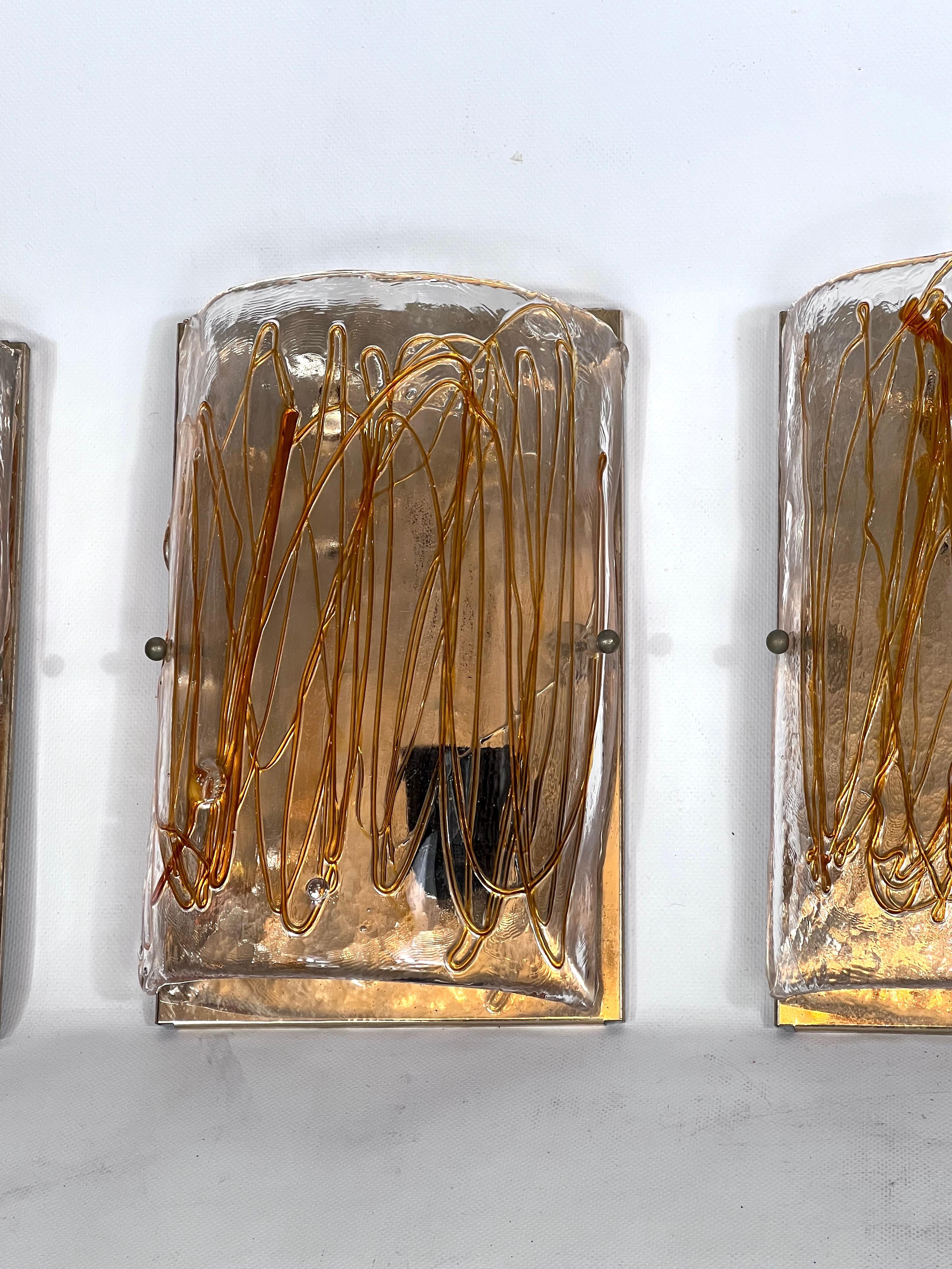 La Murrina, Set of Four Large Murano Glass Sconces from 70s In Good Condition For Sale In Catania, CT