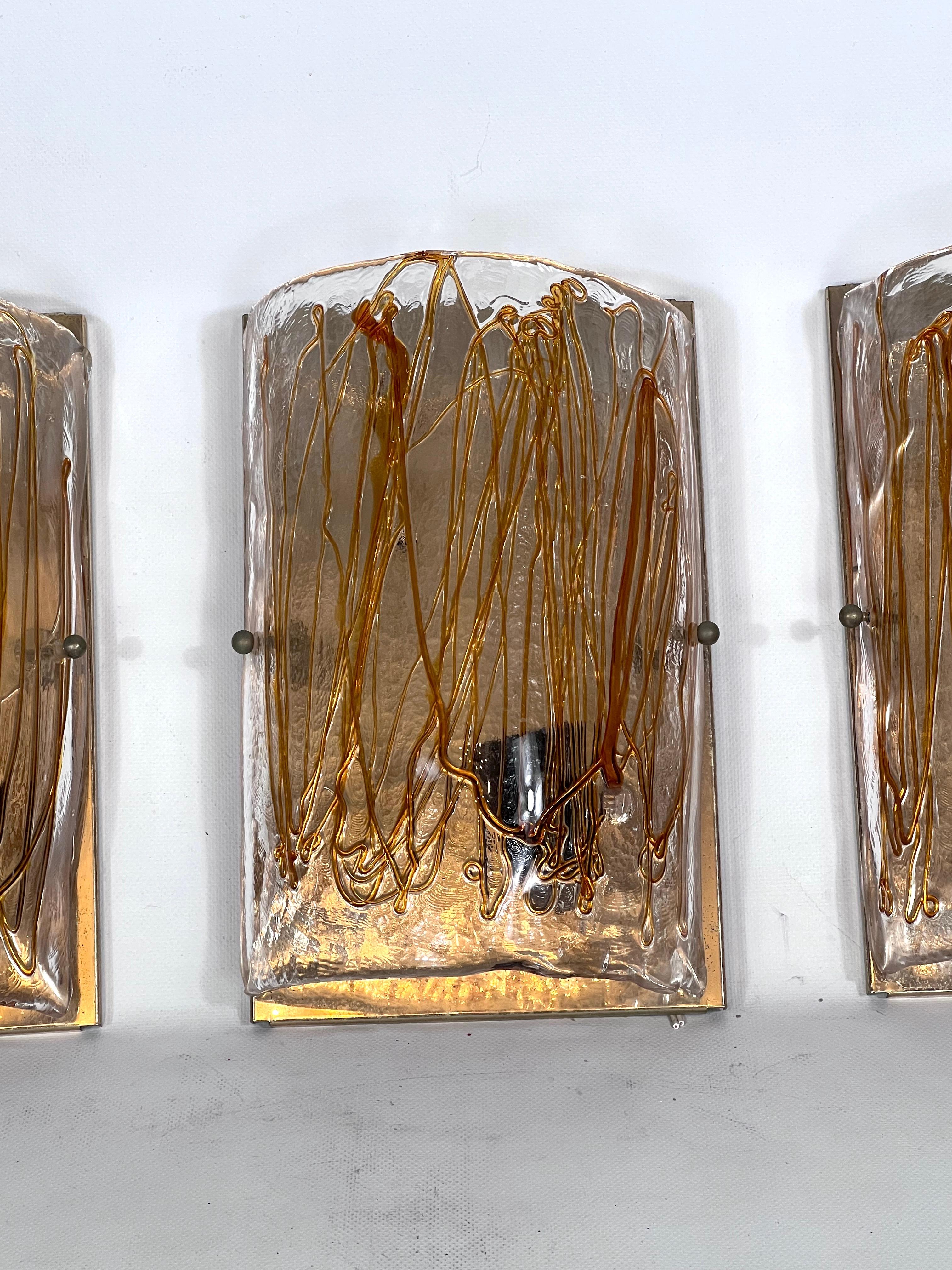 20th Century La Murrina, Set of Four Large Murano Glass Sconces from 70s For Sale