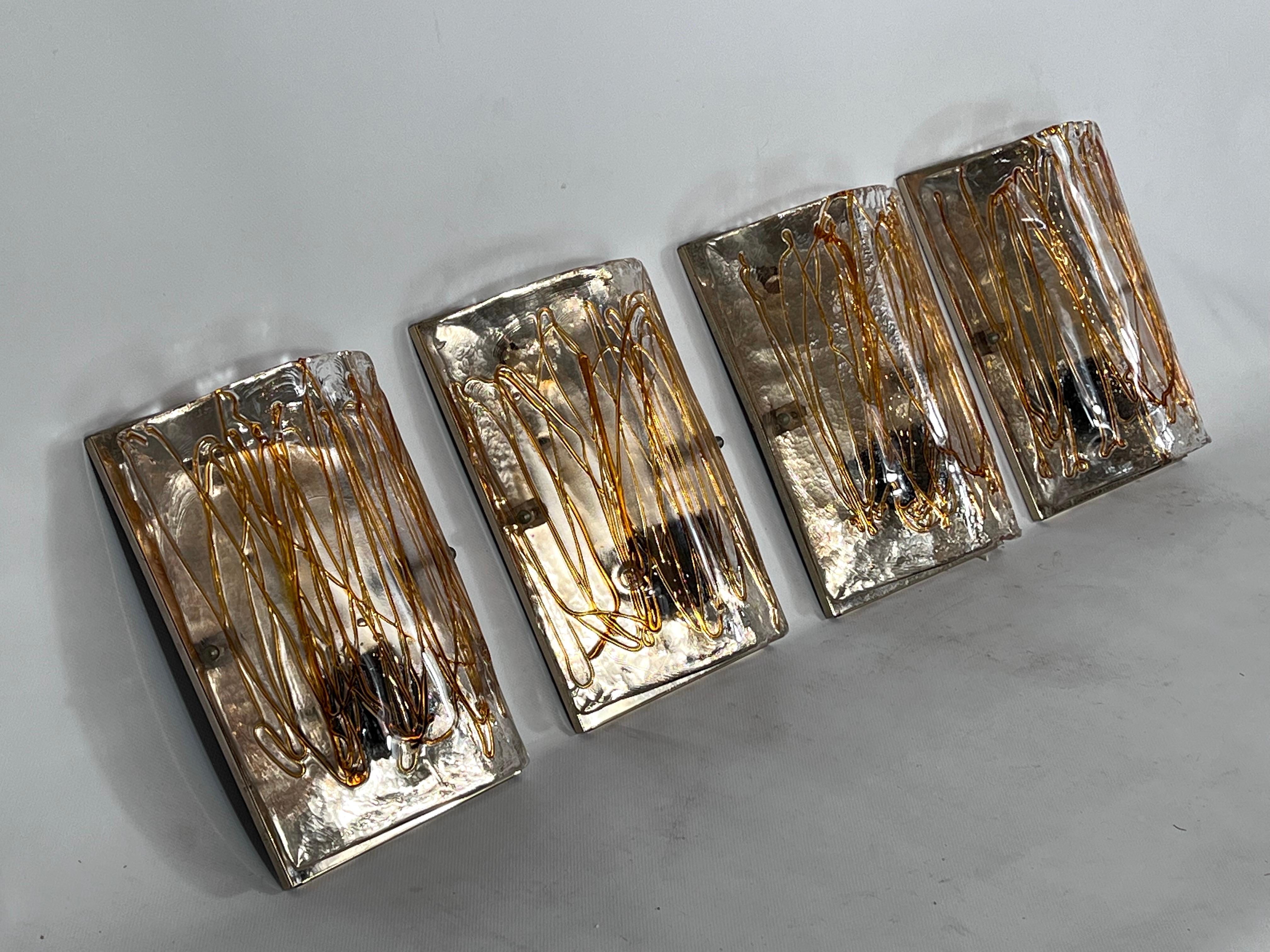 La Murrina, Set of Four Large Murano Glass Sconces from 70s For Sale 2