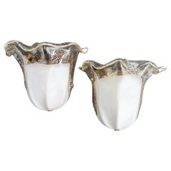 La Murrina signed 1990s pair of Murano art glass and gilded metal sconces