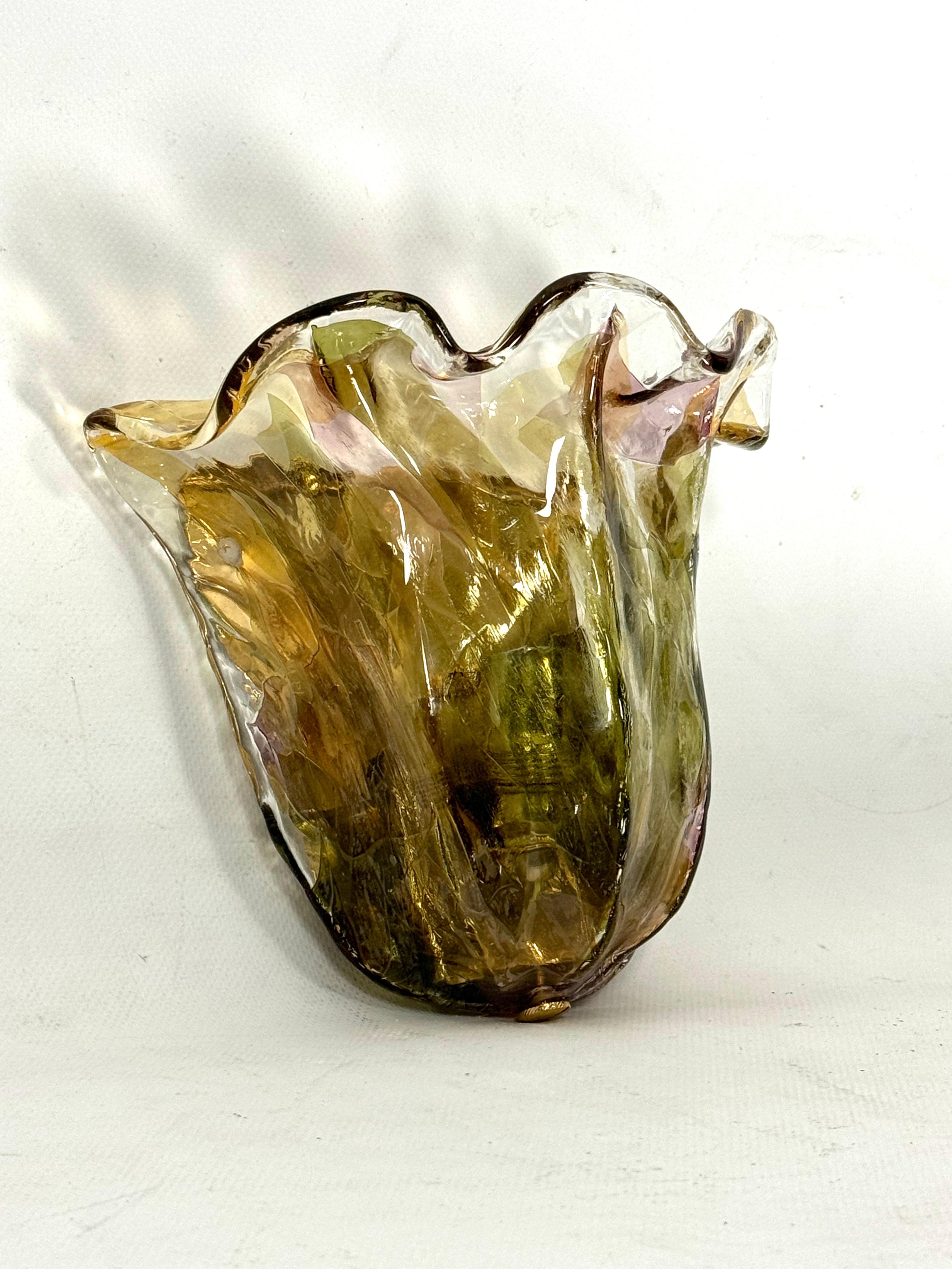 Mid-Century Modern La Murrina, single Vintage Italian signed Murano glass sconce from 70s For Sale