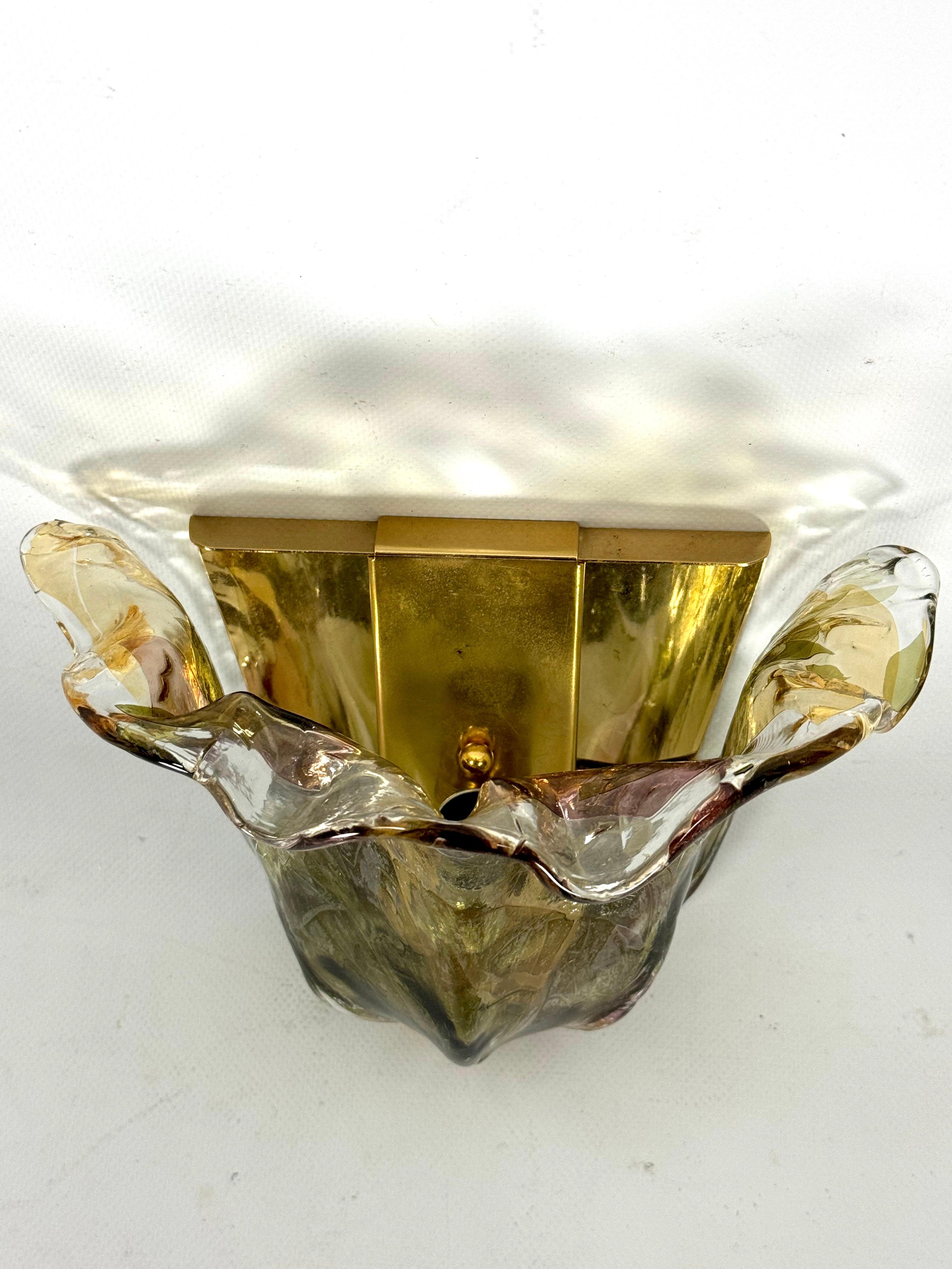 20th Century La Murrina, single Vintage Italian signed Murano glass sconce from 70s For Sale