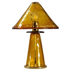La Murrina Table Lamp in Amber Murano glass and Brass, Italy 1980s