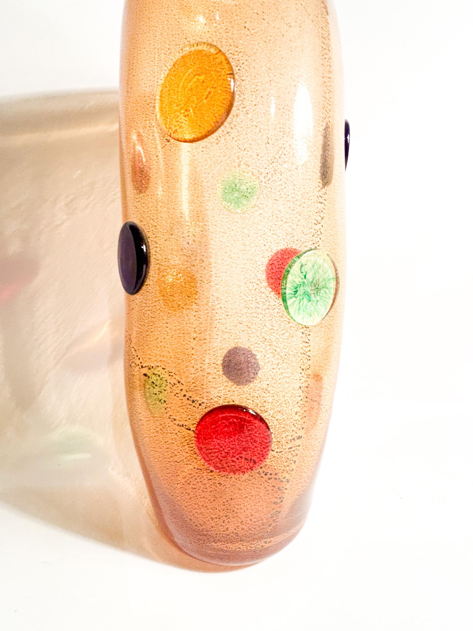 La Murrina Vase aus mehrfarbigem Muranoglas mit Blattgold aus den 1980er Jahren im Angebot 4