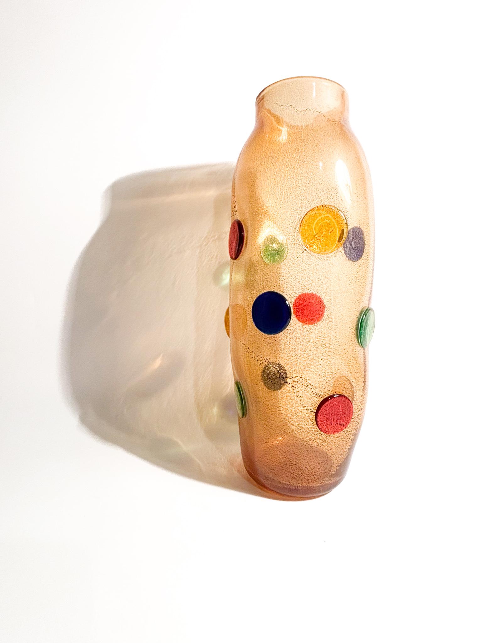 La Murrina Vase in Multicolored Murano Glass with Gold Leaf from the 1980s For Sale 5