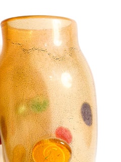 La Murrina Vase in Multicolored Murano Glass with Gold Leaf from the 1980s