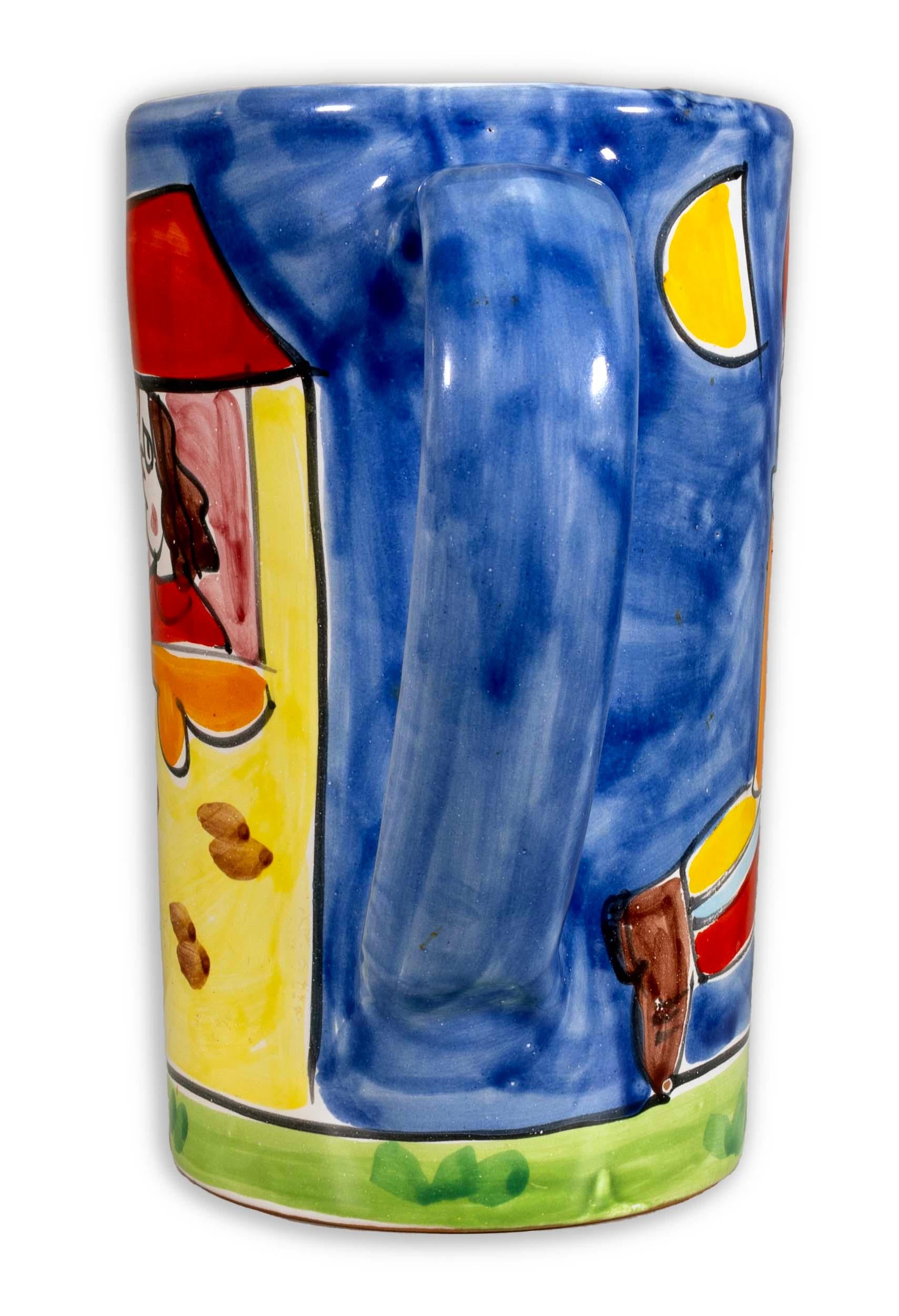 Italian La Musa Ceramic Pitcher Man Delivering Oranges Made in Italy