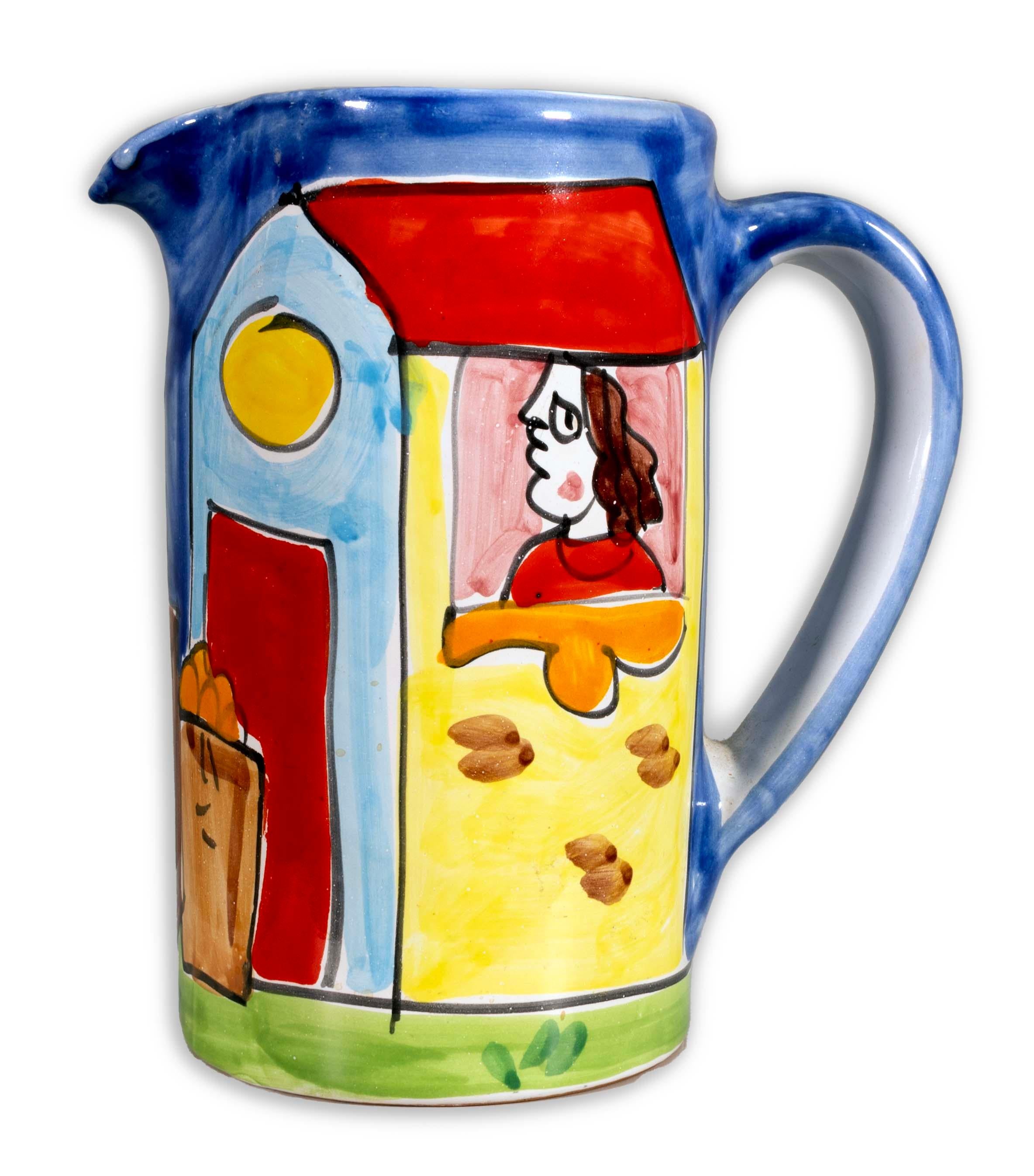 La Musa Ceramic Pitcher Man Delivering Oranges Made in Italy In Good Condition In Keego Harbor, MI