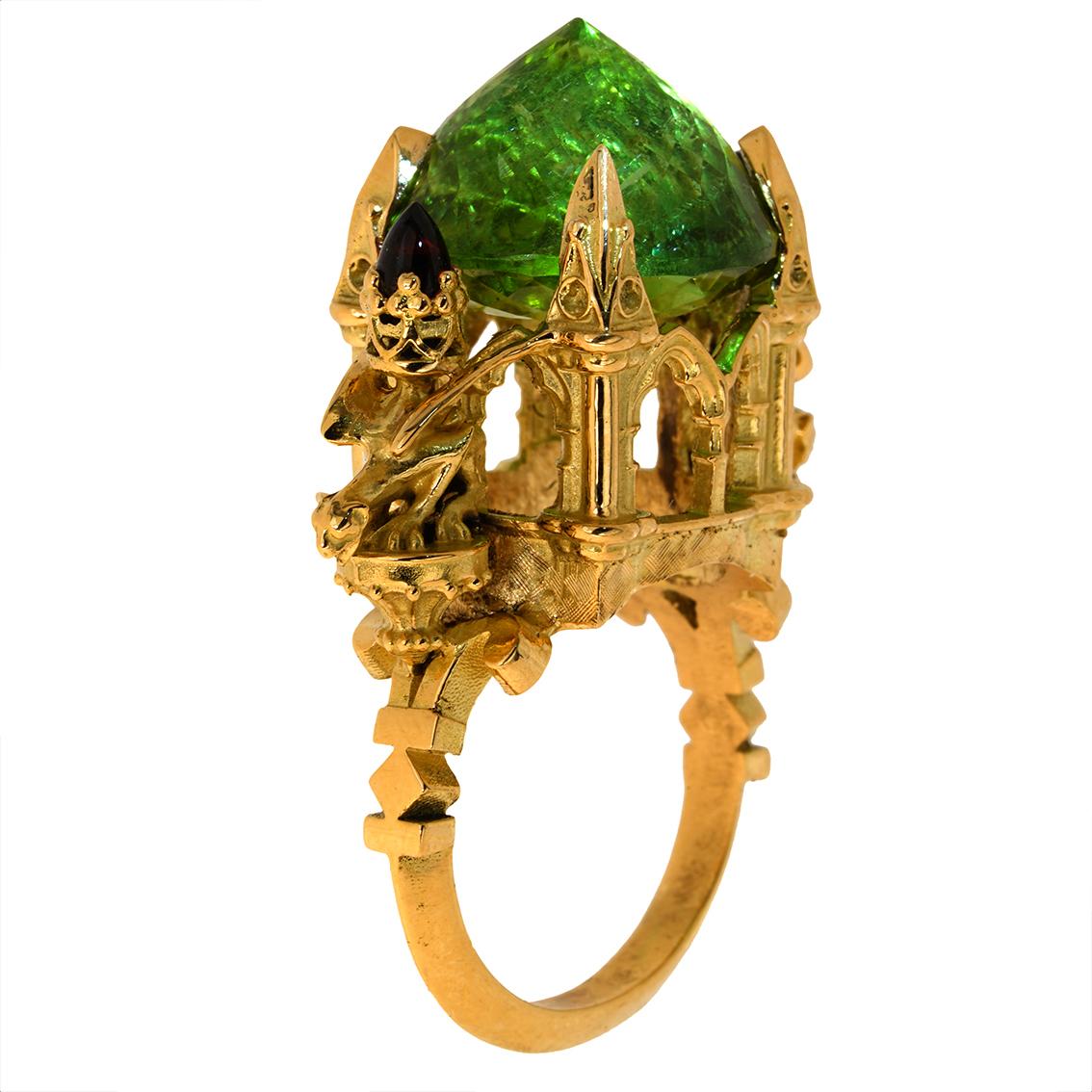 Tourmaline & Garnet gold ring  For Sale 6