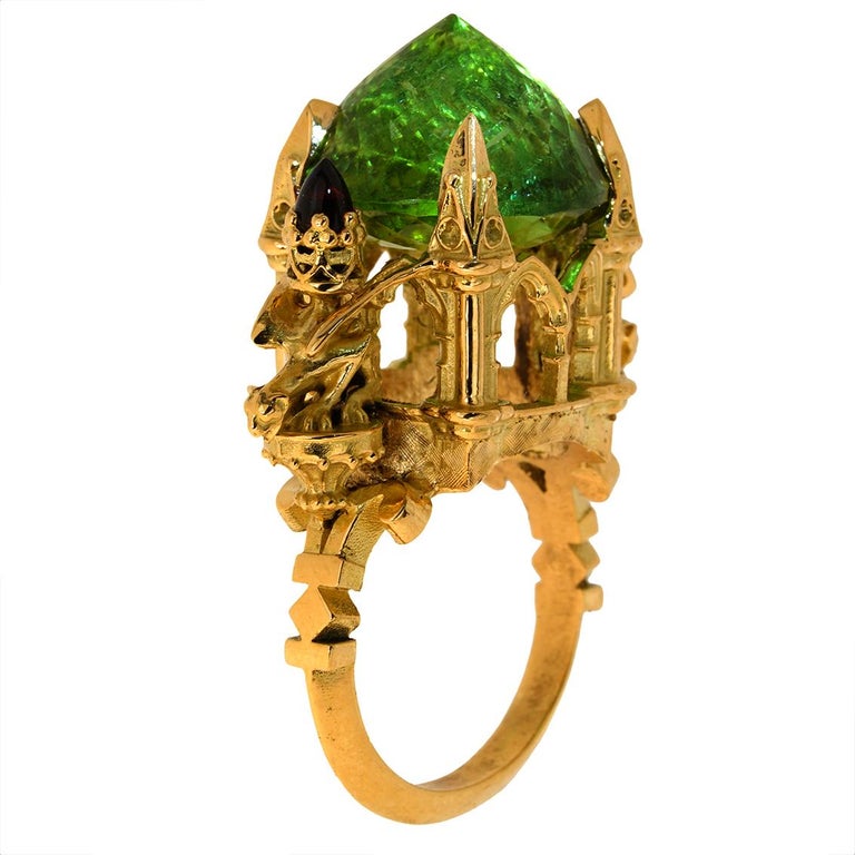 Tourmaline & Garnet gold ring  For Sale 9