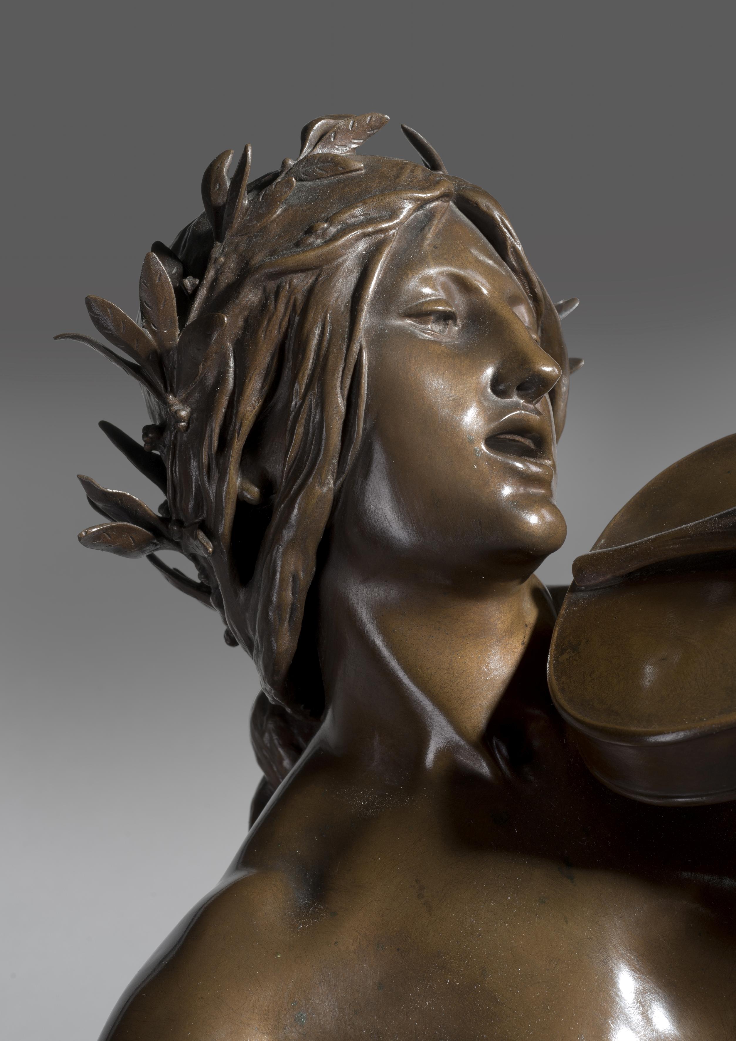 Patinated 'La Musique' a Bronze Figural Sculpture by Eugène Delaplanche, circa 1872