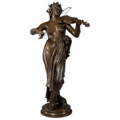'La Musique' a Bronze Figural Sculpture by Eugène Delaplanche, circa 1872