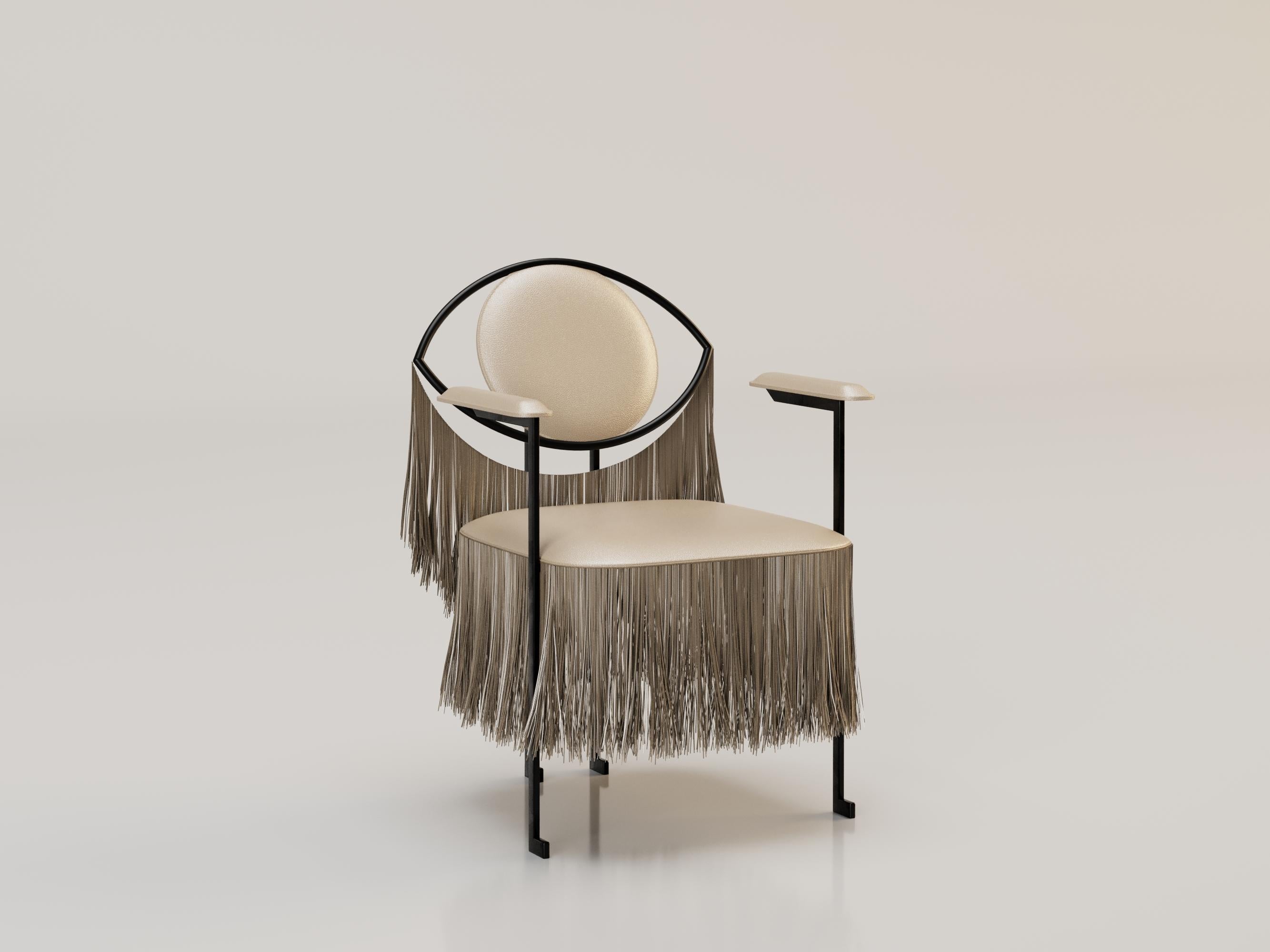 LA MYSTERIEUSE Silla contemporánea de metal y terciopelo amarillo de Alexandre Ligios en Nuevo Estado en New York, NY