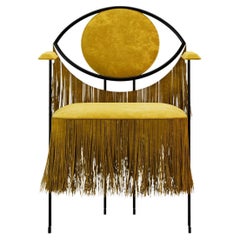 LA MYSTERIEUSE Contemporary Chair in Metal and Yellow Velvet by Alexandre Ligios