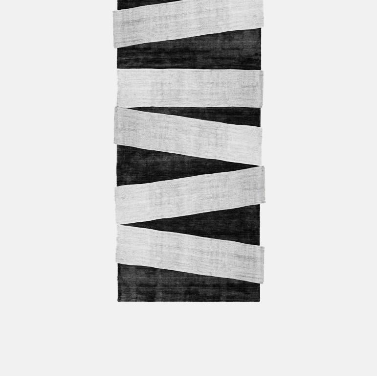 Swedish La Nikka Stripes Night Edit Rug by Atelier Bowy C.D. For Sale