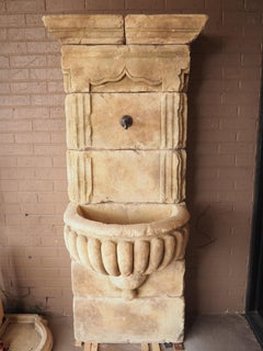 "La Nimoise" Carved Limestone Wall Fountain from Provence, France