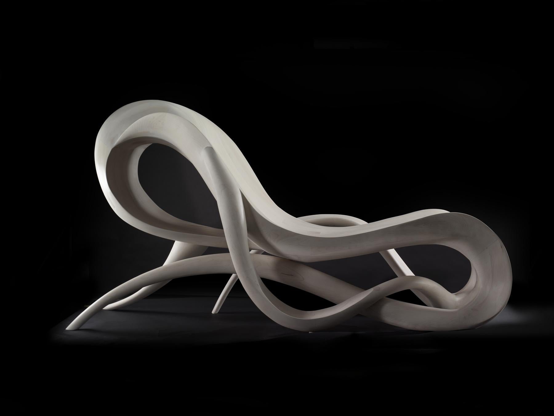 La Nonchalante - Daybed sculpted by Gildas Berthelot
Title: La Nonchalante
Material: Bleached maple
Dimensions: 75'' (L) 34'' (W) 41'' (H)
Signed by Gildas Berthelot

Gildas Berthelot has forged for more than 30 years a singular path in