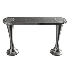 "La Notte" Console with Stainless Steel and Galuchat Leather, Istanbul