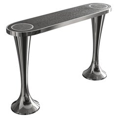 "La Notte" Console with Stainless Steel and Galuchat Leather, Istanbul