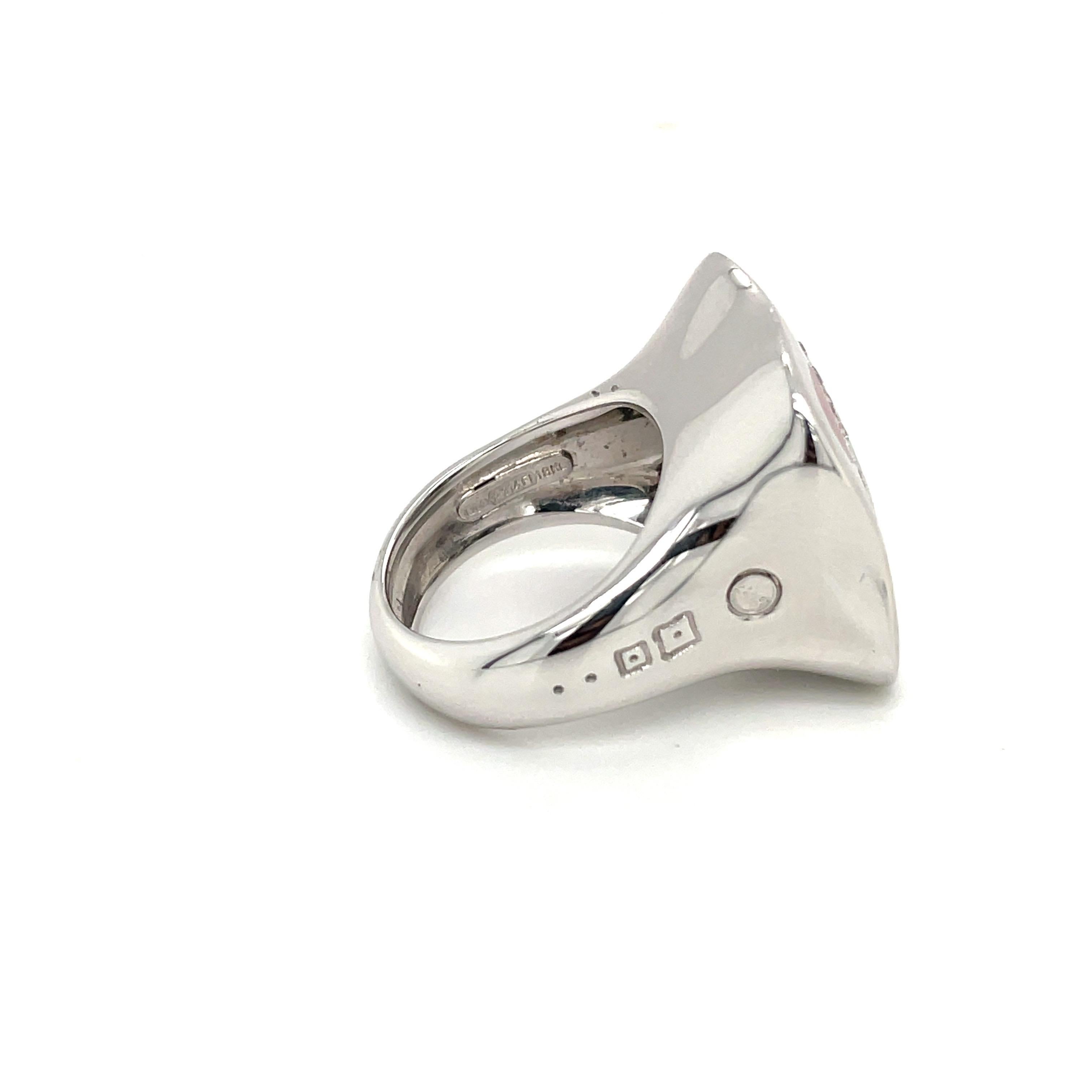 La Nouvelle 18kt White Gold Fiori Ring .39cts Diamond & Enamel For Sale 3