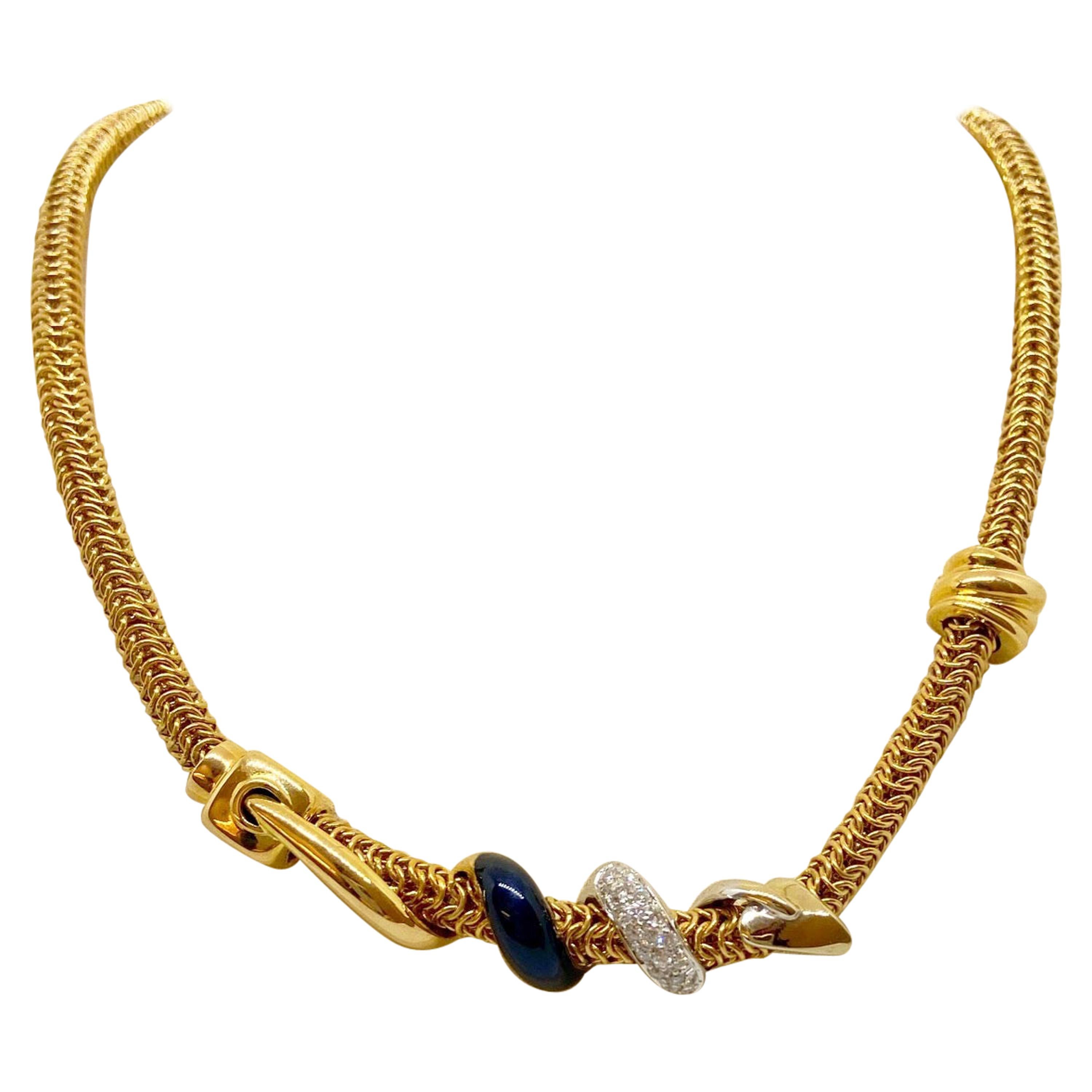 La Nouvelle Bague 18 Karat Gold Necklace with .15 Carat Diamond and Enamel Arrow For Sale