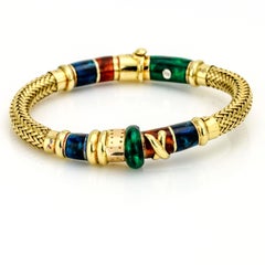 La Nouvelle Bague 18 Karat Gold Sterling Silver Enamel Bangle Bracelet
