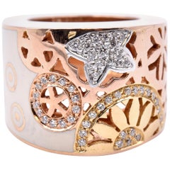 La Nouvelle Bague 18 Karat Rose Gold Floral Enamel Diamond Ring