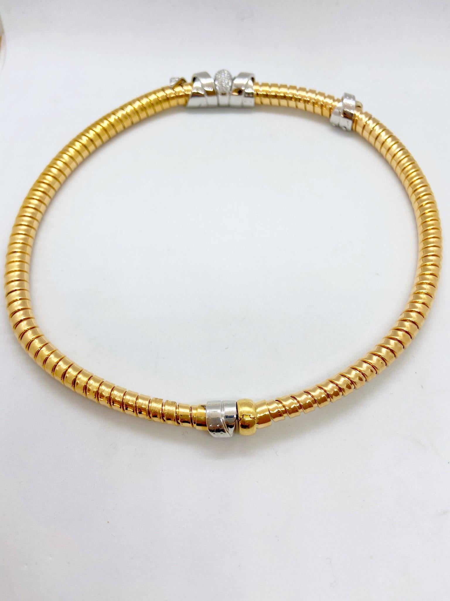 La Nouvelle Bague 18 Karat Rose Gold Tubogas Necklace with .60 Carat Diamonds In New Condition For Sale In New York, NY