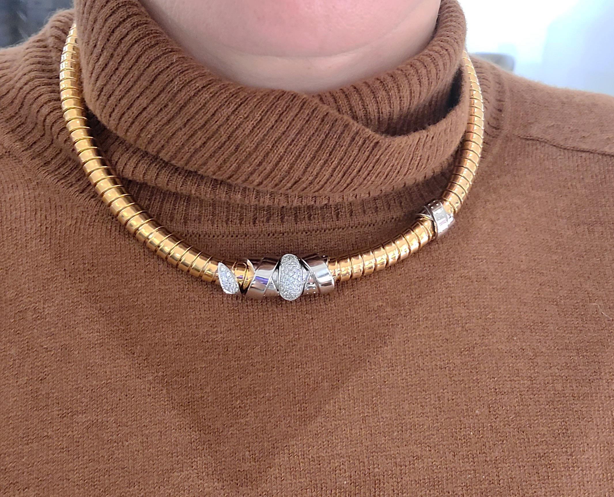 da uomo o donna Collana Tubogas in oro rosa 18 carati con diamanti da 0,60 carati di La Nouvelle Bague in vendita