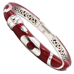 La Nouvelle Bague 18 Karat White Gold and Sterling Silver Enamel Bangle Bracelet