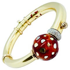 La Nouvelle Bague 18 Karat Yellow Gold, Diamond and Enamel Bangle Bracelet