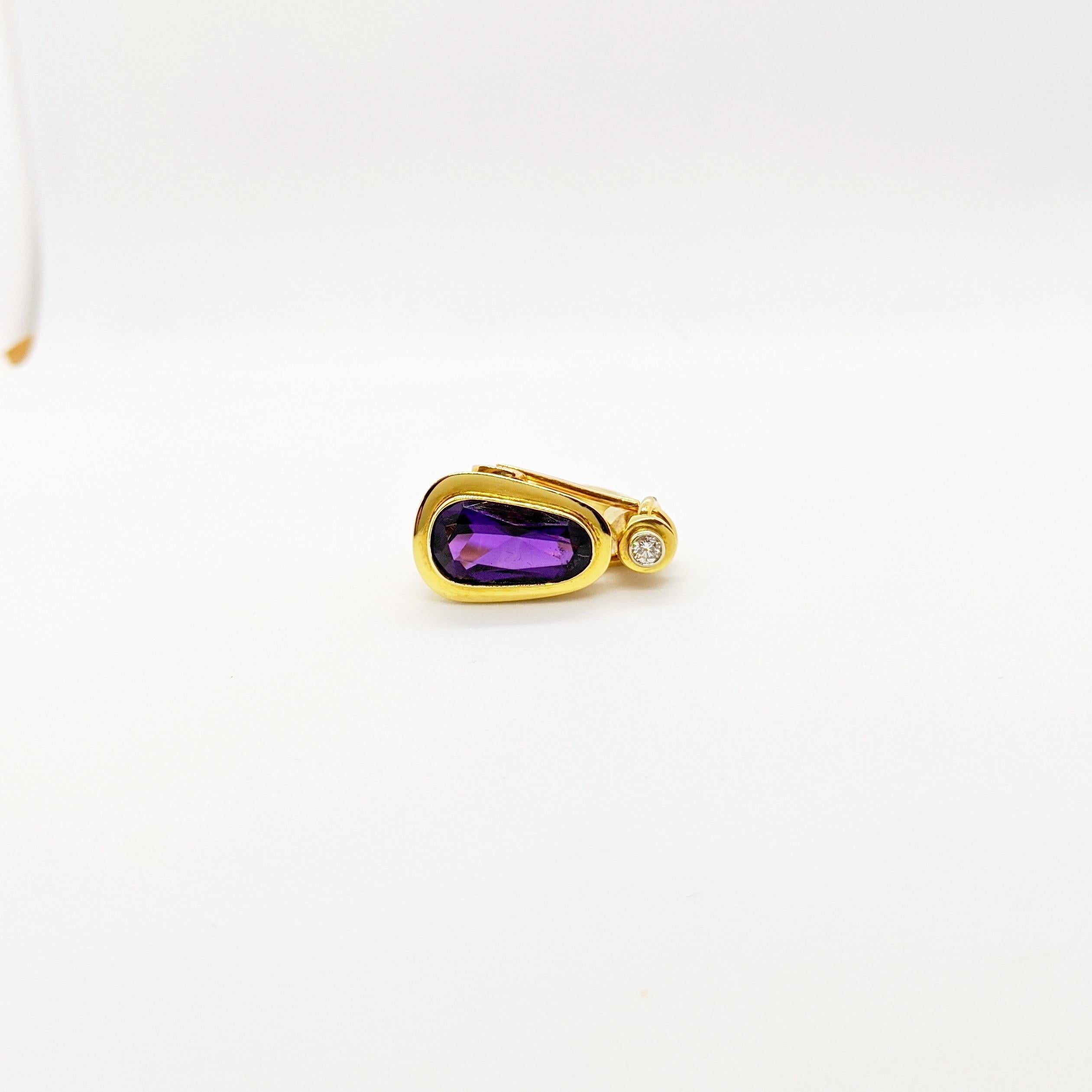 Modern La Nouvelle Bague 18 Karat Yellow and Rose Gold Ring with Amethyst and Diamond For Sale