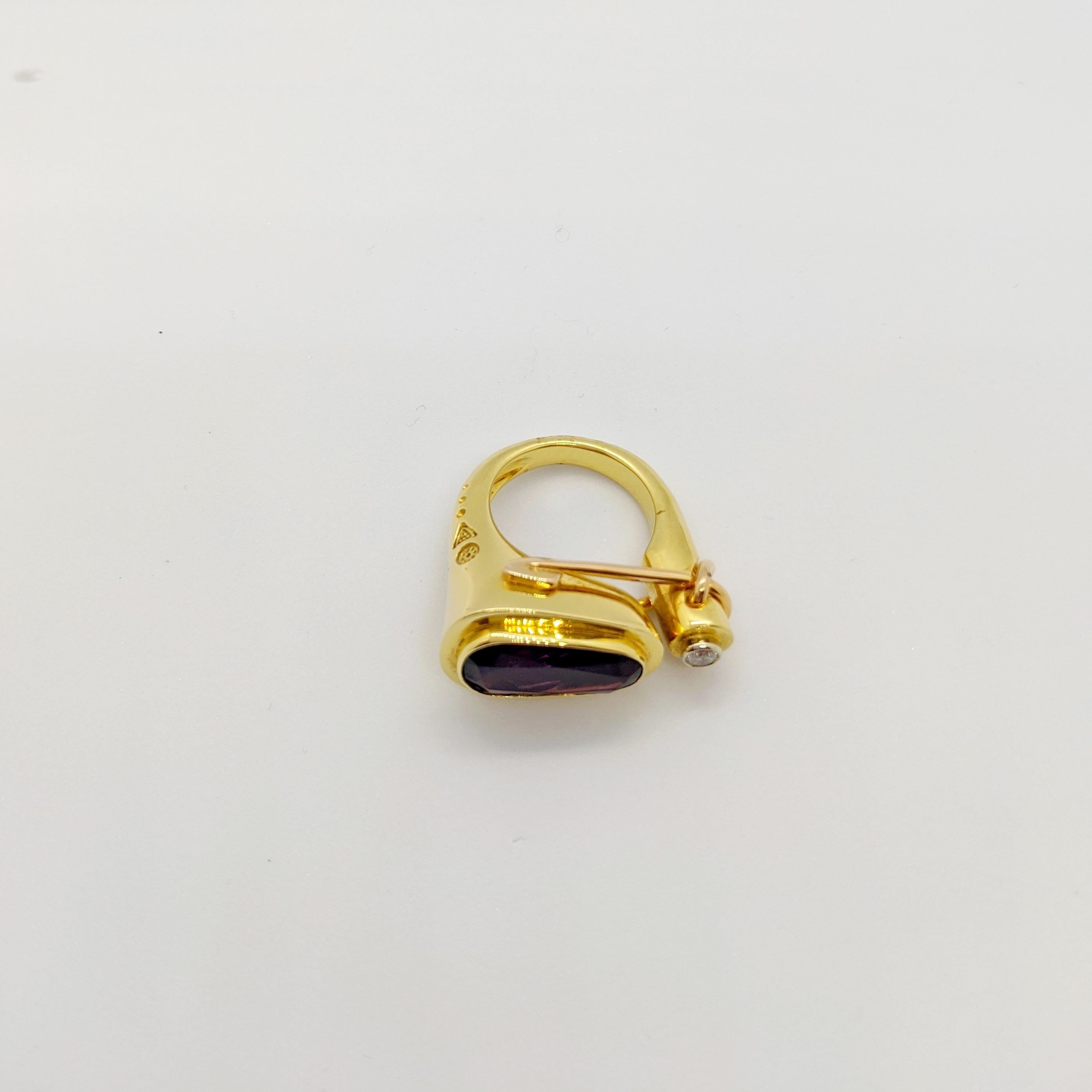 La Nouvelle Bague Anillo de oro amarillo y rosa de 18 quilates con amatista y diamante en venta 1