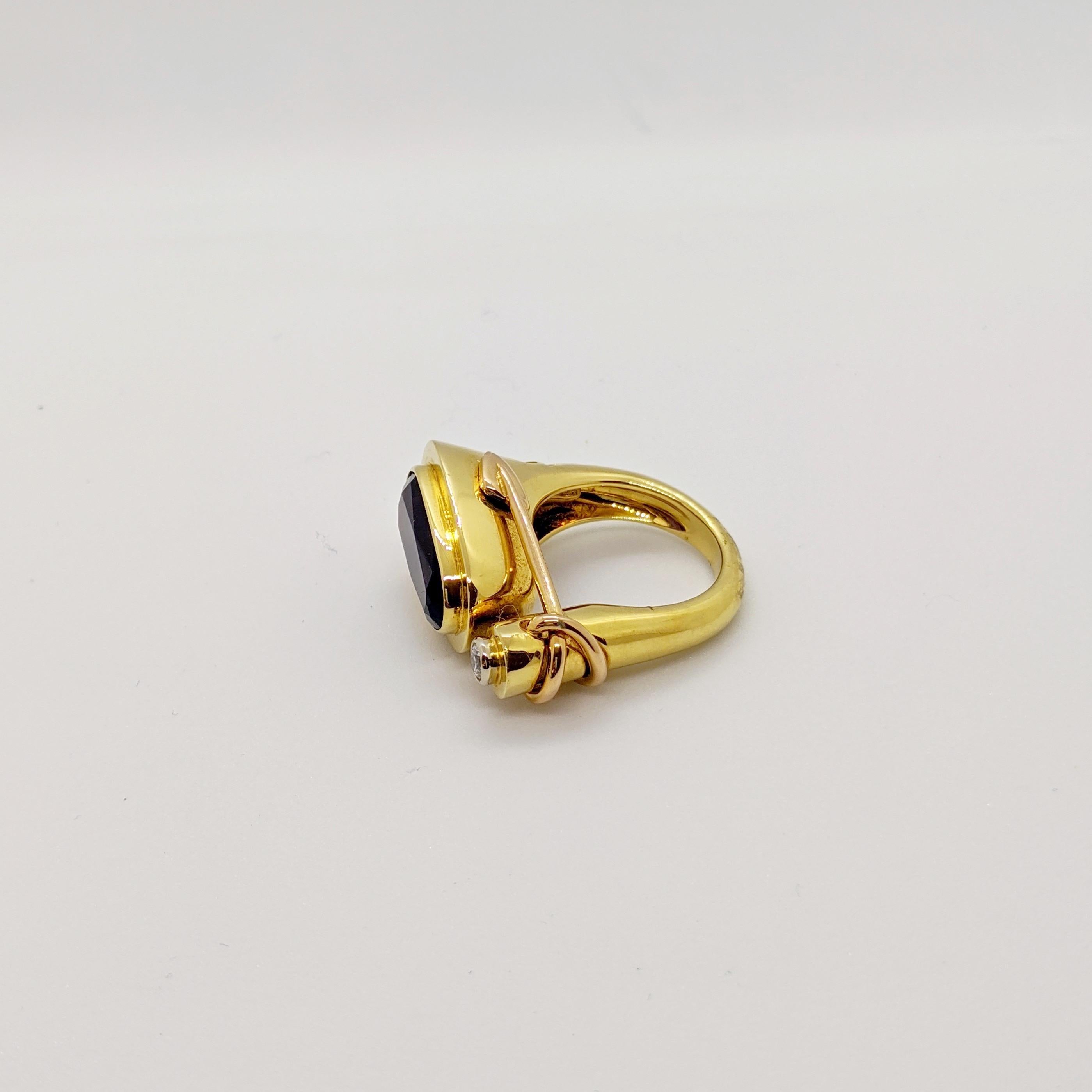 La Nouvelle Bague Anillo de oro amarillo y rosa de 18 quilates con amatista y diamante en venta 2