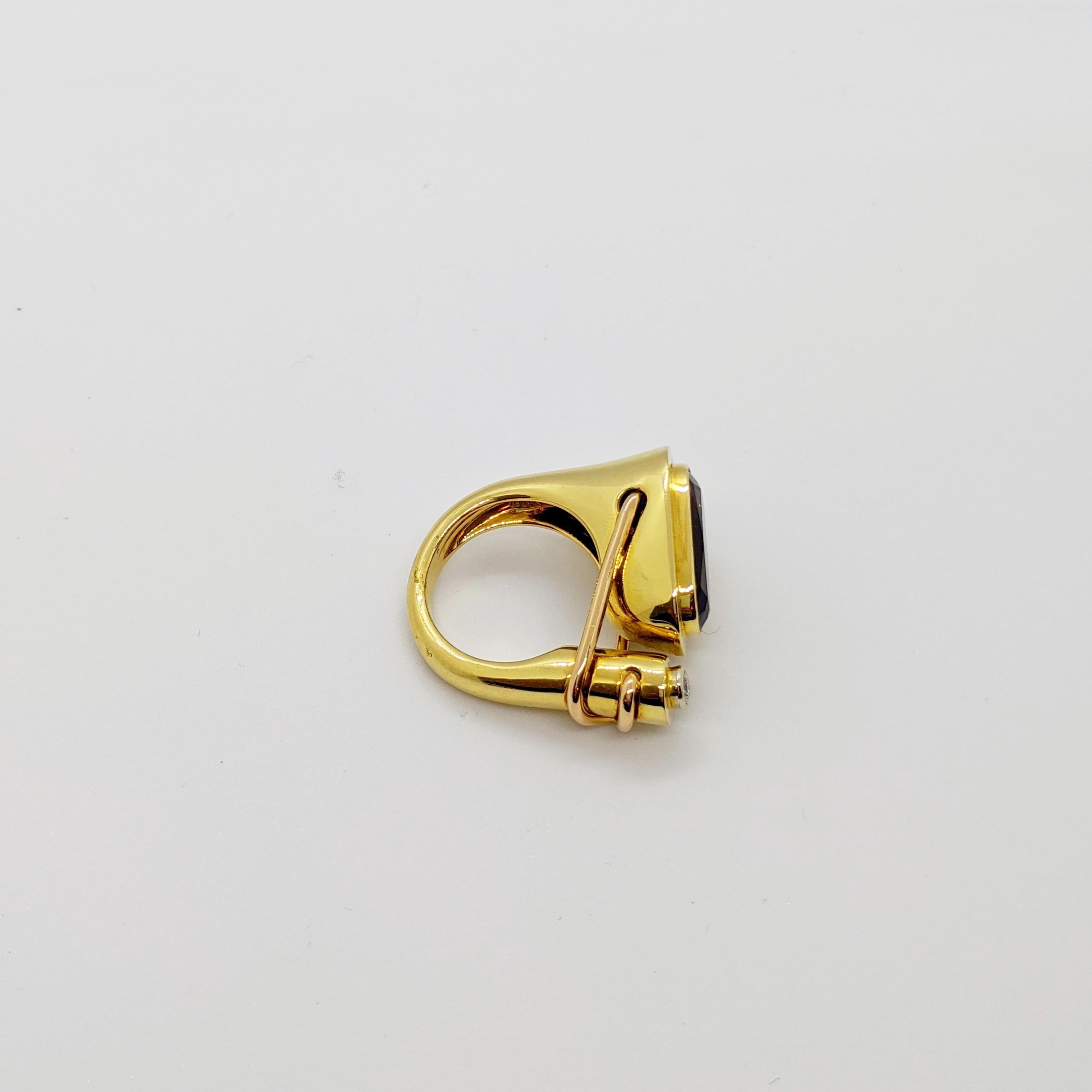 La Nouvelle Bague Anillo de oro amarillo y rosa de 18 quilates con amatista y diamante en venta 3