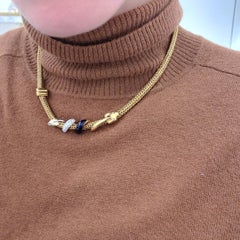 La Nouvelle Bague Collier en or 18 carats avec flèche en émail et diamants de 0,15 carat