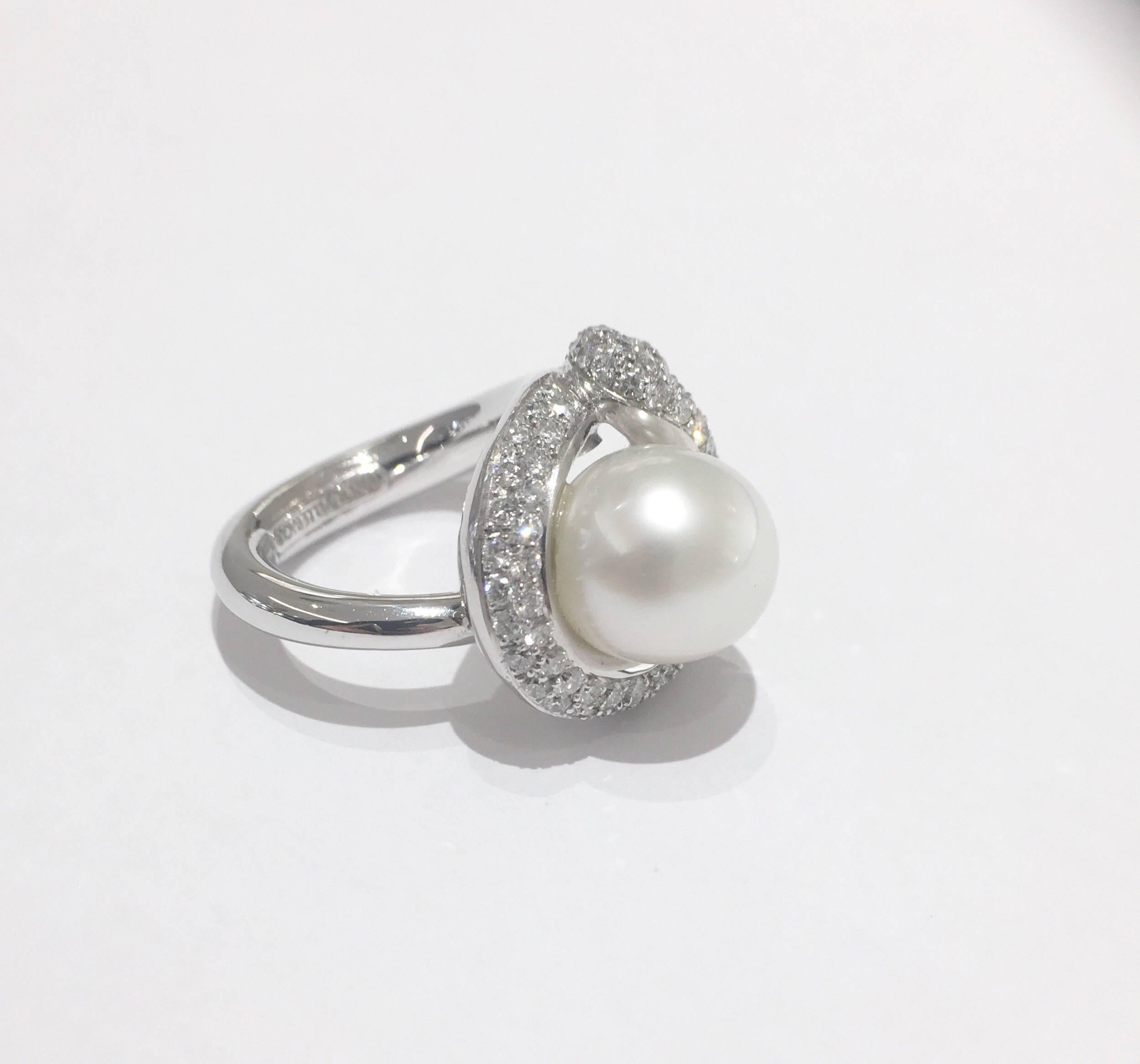 Ring mit 1,80 Karat Diamant und Perle aus der Nouvelle Bague (Zeitgenössisch) im Angebot