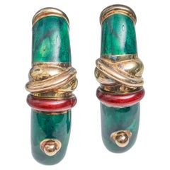 La Nouvelle Bague 18K, Enamel and Sterling Earrings